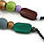 Multicoloured Long Wooden Bead Necklace, Flex Bracelet and Drop Earrings Set - 80cm Long - view 6