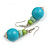 Pastel Mint/ Green/ Turquoise Wood Flex Necklace, Bracelet and Drop Earrings Set - 46cm L - view 5