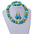 Pastel Mint/ Green/ Turquoise Wood Flex Necklace, Bracelet and Drop Earrings Set - 46cm L - view 2
