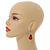 Red Wooden Bead Necklace, Flex Bracelet and Drop Earrings Set - 80cm Long - view 3