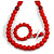 Red Wooden Bead Necklace, Flex Bracelet and Drop Earrings Set - 80cm Long - view 10