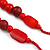 Red Wooden Bead Necklace, Flex Bracelet and Drop Earrings Set - 80cm Long - view 6