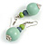 Pastel Mint/ Green/ Grey Wood Flex Necklace, Bracelet and Drop Earrings Set - 46cm L - view 7