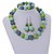 Pastel Mint/ Green/ Grey Wood Flex Necklace, Bracelet and Drop Earrings Set - 46cm L - view 2
