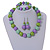 Pastel Mint/ Green/ Purple Wood Flex Necklace, Bracelet and Drop Earrings Set - 46cm L - view 2
