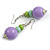 Pastel Mint/ Green/ Purple Wood Flex Necklace, Bracelet and Drop Earrings Set - 46cm L - view 6
