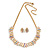 Pastel Multi Matt Enamel Abstract Leaf Necklace & Stud Earrings In Gold Tone Metal - 43cm L/ 6cm Ext - view 4