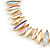 Pastel Multi Matt Enamel Abstract Leaf Necklace & Stud Earrings In Gold Tone Metal - 43cm L/ 6cm Ext - view 5