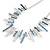 Pastel Metallic Silver/ Grey/ Blue Matt Enamel Abstract Bar Necklace & Stud Earrings In Silver Tone Metal - 43cm L/ 6cm Ext - view 9