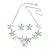 Pastel Mint/ Green/ Blue Matt Enamel Starfish Necklace & Stud Earrings In Silver Tone Metal - 42cm L/ 6cm Ext - view 4