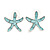 Pastel Mint/ Green/ Blue Matt Enamel Starfish Necklace & Stud Earrings In Silver Tone Metal - 42cm L/ 6cm Ext - view 9