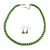 Pea Green Glass Bead Necklace & Drop Earring Set In Silver Metal - 38cm Length/ 4cm Extension - view 8