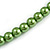 Pea Green Glass Bead Necklace & Drop Earring Set In Silver Metal - 38cm Length/ 4cm Extension - view 5