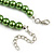Pea Green Glass Bead Necklace & Drop Earring Set In Silver Metal - 38cm Length/ 4cm Extension - view 6