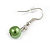 Pea Green Glass Bead Necklace & Drop Earring Set In Silver Metal - 38cm Length/ 4cm Extension - view 7