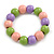 Pastel Pink/ Green/ Purple Wood Flex Necklace, Bracelet and Drop Earrings Set - 46cm L - view 8