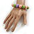 Pastel Pink/ Green/ Purple Wood Flex Necklace, Bracelet and Drop Earrings Set - 46cm L - view 5