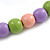 Pastel Pink/ Green/ Purple Wood Flex Necklace, Bracelet and Drop Earrings Set - 46cm L - view 6