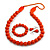 Orange Long Wooden Bead Necklace, Flex Bracelet and Drop Earrings Set - 80cm Long - view 9