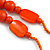 Orange Long Wooden Bead Necklace, Flex Bracelet and Drop Earrings Set - 80cm Long - view 7