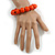 Orange Long Wooden Bead Necklace, Flex Bracelet and Drop Earrings Set - 80cm Long - view 3