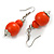 Orange Long Wooden Bead Necklace, Flex Bracelet and Drop Earrings Set - 80cm Long - view 6
