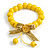 Yellow Wooden Bead with Bow Long Necklace, Bracelet and Drop Earrings Set - 80cm Long - view 7