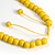 Yellow Wooden Bead with Bow Long Necklace, Bracelet and Drop Earrings Set - 80cm Long - view 9