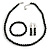Black Glass/ Ceramic Bead with Silver Tone Spacers Necklace/ Earrings/ Bracelet Set - 48cm L/ 7cm Ext - view 1