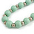 Mint Wood and Silver Acrylic Bead Necklace, Earrings, Bracelet Set - 70cm Long - view 8