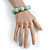 Mint Wood and Silver Acrylic Bead Necklace, Earrings, Bracelet Set - 70cm Long - view 4