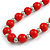 Red Wood and Silver Acrylic Bead Necklace, Earrings, Bracelet Set - 70cm Long - view 9