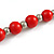 Red Wood and Silver Acrylic Bead Necklace, Earrings, Bracelet Set - 70cm Long - view 7