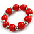 Red Wood and Silver Acrylic Bead Necklace, Earrings, Bracelet Set - 70cm Long - view 6