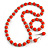 Orange Wood and Silver Acrylic Bead Necklace, Earrings, Bracelet Set - 70cm Long - view 8