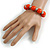 Orange Wood and Silver Acrylic Bead Necklace, Earrings, Bracelet Set - 70cm Long - view 4