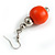 Orange Wood and Silver Acrylic Bead Necklace, Earrings, Bracelet Set - 70cm Long - view 6