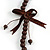 Brown Wooden Bead with Bow Long Necklace, Bracelet and Drop Earrings Set - 80cm Long - view 5