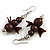 Brown Wooden Bead with Bow Long Necklace, Bracelet and Drop Earrings Set - 80cm Long - view 7