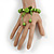 Lime Green Wooden Bead with Bow Long Necklace, Bracelet and Drop Earrings Set - 80cm Long - view 4