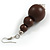 Chunky Brown Long Wooden Bead Necklace, Flex Bracelet and Drop Earrings Set - 90cm Long - view 6