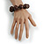 Chunky Brown Long Wooden Bead Necklace, Flex Bracelet and Drop Earrings Set - 90cm Long - view 4