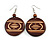 Long Brown Cord Wooden Pendant with Geometric Motif, Drop Earrings and  Bangle Set in Brown - 76cm L/ Medium Size Bangle - view 7