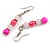 Deep Pink/ Pastel Pink Glass/ Ceramic Bead with Silver Tone Spacers Necklace/ Earrings/ Bracelet Set - 48cm L/ 7cm Ext - view 7