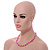 Deep Pink/ Pastel Pink Glass/ Ceramic Bead with Silver Tone Spacers Necklace/ Earrings/ Bracelet Set - 48cm L/ 7cm Ext - view 2