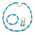Light Blue/ Transparent Glass/ Ceramic Bead with Silver Tone Spacers Necklace/ Earrings/ Bracelet Set - 48cm L/ 7cm Ext - view 1