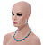Light Blue/ Transparent Glass/ Ceramic Bead with Silver Tone Spacers Necklace/ Earrings/ Bracelet Set - 48cm L/ 7cm Ext - view 3