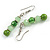 Grass Green/ Pea Green Glass/ Ceramic Bead with Silver Tone Spacers Necklace/ Earrings/ Bracelet Set - 48cm L/ 7cm Ext - view 5