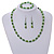 Grass Green/ Pea Green Glass/ Ceramic Bead with Silver Tone Spacers Necklace/ Earrings/ Bracelet Set - 48cm L/ 7cm Ext - view 8