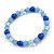 Blue/ Light Blue Glass/ Ceramic Bead with Silver Tone Spacers Necklace/ Earrings/ Bracelet/ Set - 48cm L/ 7cm Ext - view 9